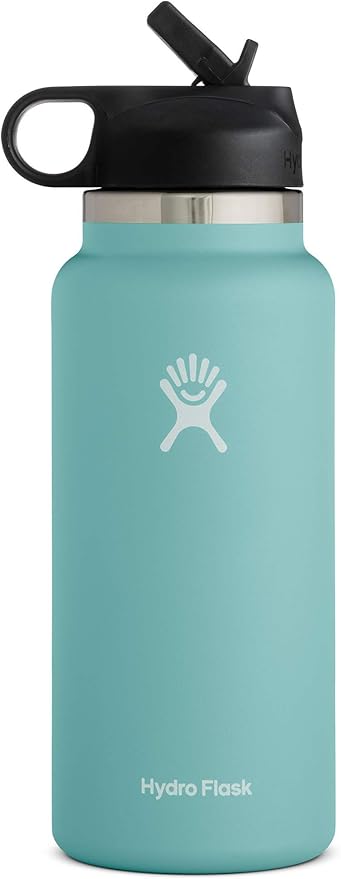 Hydro Flask Wide Mouth Straw Lid - Stainless Steel Reusable Water Bottle - Vacuum Insulated, Dishwasher Safe, BPA-Free, Non-Toxic