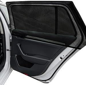 Car Window Shades, 2 Pack Breathable Mesh Side Sun Stretch Screens for Baby/Camping Heat Block UV Protection, Back Covers Car, Truck, SUV, Van-(Large 49