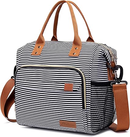 TuErCao Lunch Bag Women Insulated Lunch Box for Work Leakproof Soft Cooler for Picnic Travel Road Trips, Loncheras para Mujer Adult, Stripes
