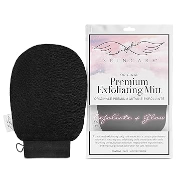 Seraphic Skincare (Original) Premium Exfoliating Mitt for Body (1pc) ? 100% Vegan Viscose Traditional Body Scrub Glove Kessa Korean Washcloth ? Body Exfoliator for Self-Tan Removal & Keratosis Pilaris